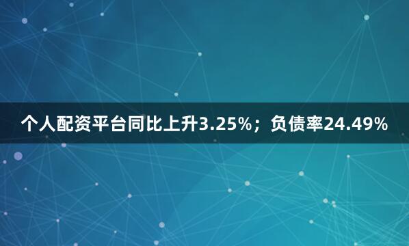 个人配资平台同比上升3.25%；负债率24.49%